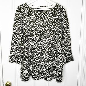 Cynthia Rowley Animal Print 3/4 Sleeve Sweater Olive Green Size XL Crewneck